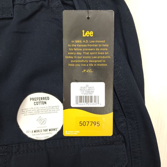 Lee Mens River Navy Cargo Shorts Size 29 100% Cotton LIghtweight - Picture 5 of 12
